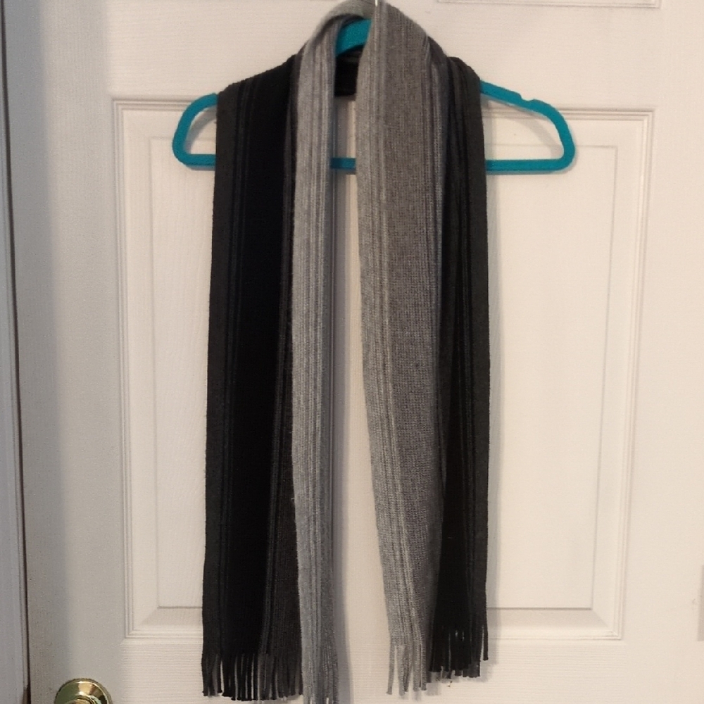 Black and Gray Striped Scarf